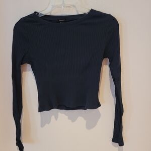 Forever 21 Navy Ribbed Long Sleeve Top